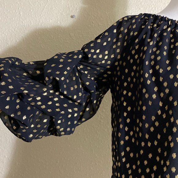 NWT MSK Black and Gold Lantern Sleeve Off the Shoulder Top Size S - Picture 6 of 13